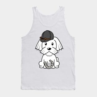 Funny white dog is ready to ride a horse Tank Top